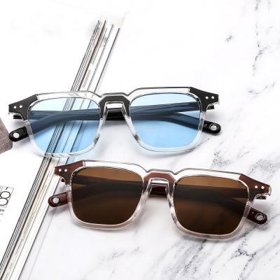 China Fashion sunglasses 2021 newest fashion hip hop stud metal square sunglasses men women eyewear shade vintage sunglass wholesale custom glasses for sale