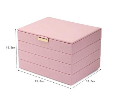 China Durable /Multi-Layers/ Solid Color PU Jewelry Organizer Box Makeup Organizer Casket Packaging Box Necklace Container Collection Gift &Ring for sale