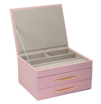 China Durable /Multi-Layers/ Solid Color PU Jewelry Organizer Box Makeup Organizer Casket Packaging Box Necklace Container Collection Gift &Ring for sale