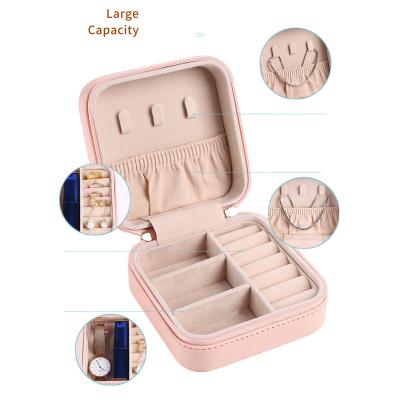 China Lasting /Hook & Pocket Solid Color PU Jewelry Organizer Box Makeup Organizer Coffin Packaging Box Necklace Container Collection Gift &Ring Ring for sale