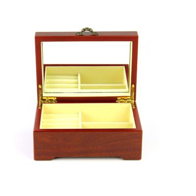 China Jewelry Box Package Flip Princess Jewelry Box Vintage Flannel Jewelry Storage Box Factory Direct Sales Exquisite Eco-friendly Single Layer Wooden Jewelry Box for sale