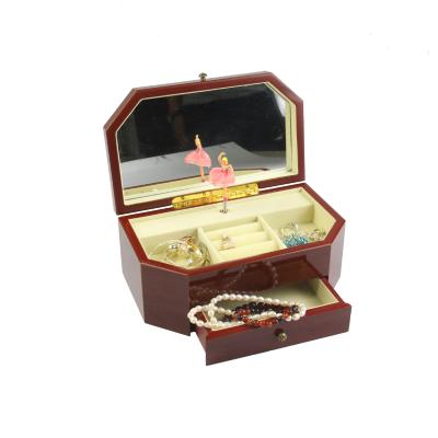 China European simple wooden music jewelry box jewelry box storage box health environmental protection solid wood jewelry box for sale