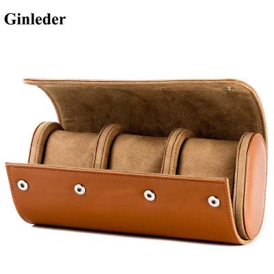 China Ginleder Portable 2 3 Slot Watch Box Green Black Coffee PU Leather Watch Roll Luxury High Quality High Quality 1 Slot Portable for sale