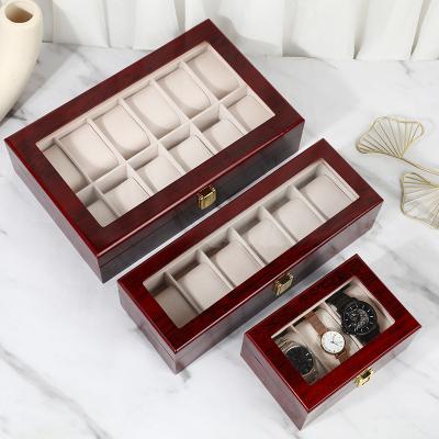 China Exquisite creative red-brown tree pattern 3 jewelry watch storage rosewood watch box new wooden watch box storage 6 12 for sale