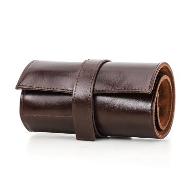 China Luxury and Vintage GOOSUU Customized Waxed Cow Leather Watch Roll Storage Easy Slots Carry 6 Waterproof Holder Travel Watch Storage Organizer for sale