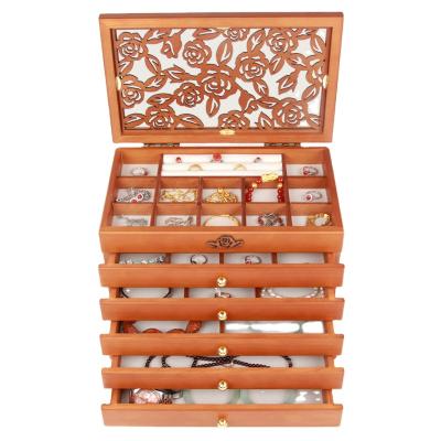 China Solid wood wooden box of wooden multi-layer wooden storage box/plastic wholesale European vintage jewelry box for sale