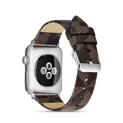 China Brown Leather Soft Leather Belt Elegant Calfskin Watch Band Strap For Apple Watch Band Se Series 6 Strap 44mm 40mm 42mm 38mm for sale