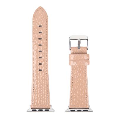 China Stylish Leather Texture Leather Belt Calfskin Watch Band Strap For Apple Watch Band Se Series 6 Strap 44mm 40mm 42mm 38mm for sale