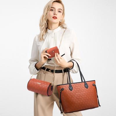 China 2022 High Quality PU 3 Pieces Tote Bag Leather Mobile Phone Bag High Quality Handbags For Women Tote Shopping Fashion High Quality Casual for sale