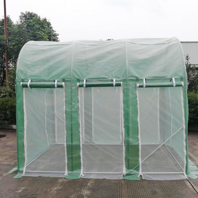 China TLSP173 Green PE mesh fabric cover material UV protected type single-span garden polytunnel greenhouse-6m2 for sale for sale