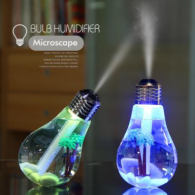 China Creative bulb humidifier colorful lights landscape anion night light micro humidifier car models for sale