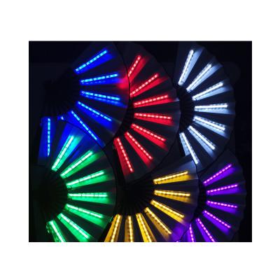 China Colorful Luminous Folding Illusion LED Props Party Concert Bar Bungee Fan Equipment Nightclub Bar Party Performance Luminescent Fan for sale