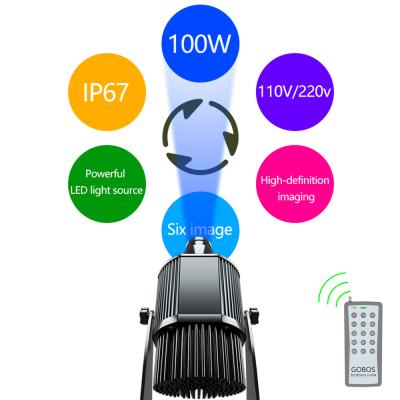 China Aluminum Alloy 120W 6 Images Multiple Image Switch Outdoor Projector For Advertising Gobo Projector Led Logo Projector Light for sale