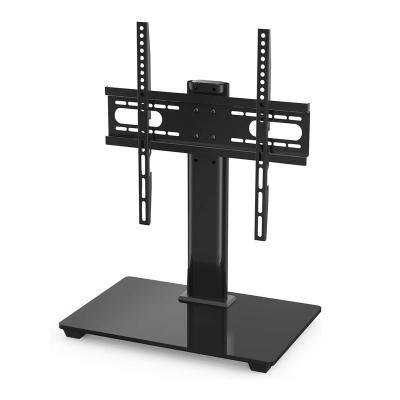 China TV Stand 37-55 Inch Tempered Glass Bottom Steel Portable LCD LED TV Table Top TV Stands Design TC-45 for sale