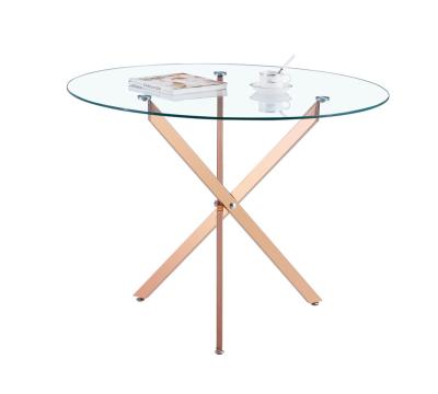 China Small Contemporary Modern Design Restaurant Kitchen Dining Furniture Round Lid Clear Tempered Glass Dining Table Luxury Design for sale