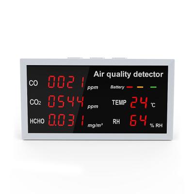 China ABS 5 in 1 Multifunctional Co Detector CO2 HCHO Temperature Air Quality Detector for sale