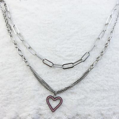 China New Imitation Jewelry Lead Free Nickel Free Gold Plated Heart Design Silver Black Plated Women Feelings Imitation Jewelry Fashion Chain Necklaces for sale