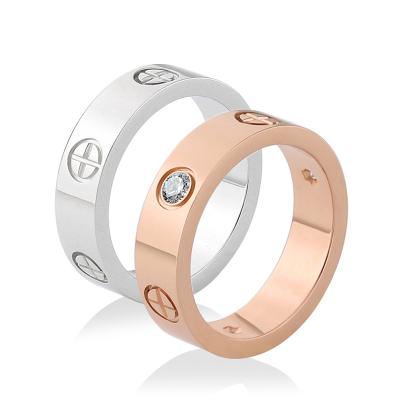 China Hot Sale Fashion Ring Simple Stainless Steel Men's Screw Head Ring Rose Gold Women's Ring Lead Free Nickel Free Zircon for sale