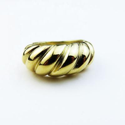 China RS005 Crescent Dome Ring 18K Gold Lead Free Nickel Free High Quality IP Plated Stainless Steel Rope Braided Twisted Chunky Seal Ring for sale