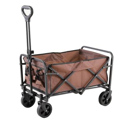 China Easy Folding Wagon Large capacity four-wheel picnic trolley cart beach tool camping wagon with double brakes for sale