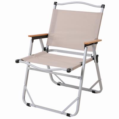 China Foldable Camping Folding Outdoor Furniture Portable Picnic Aluminum Alloy Kermit Chair with Wood Armrest for sale