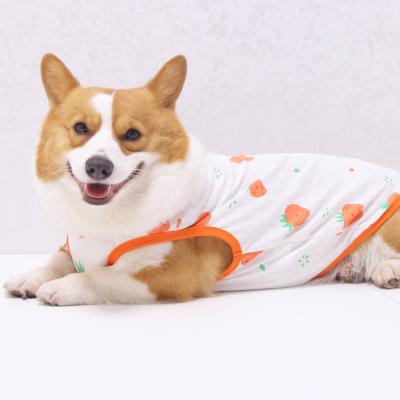 China New Viable Dog Clothes Summer Cartoon Cotton Yorkshire Teddy Corgi Dog Vest for sale