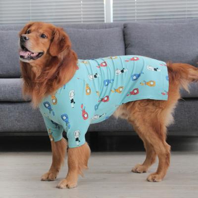 China Labrador Golden Retriever Large Dog Clothes Summer Cartoon Print Viable Dog T-shirt Short Sleeve Thin Section for sale