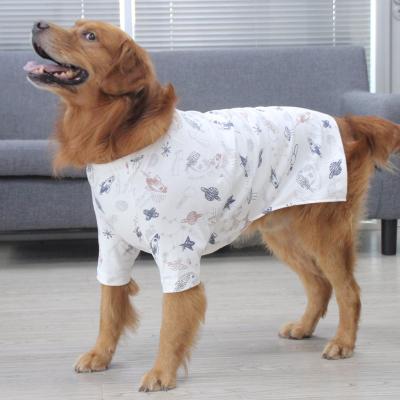 China Labrador Golden Retriever Large Dog Clothes Summer Cartoon Print Viable Dog T-shirt Short Sleeve Thin Section for sale