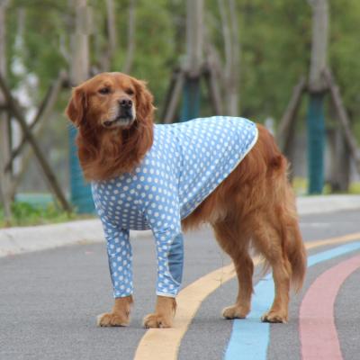 China Long Sleeve Golden Retriever Large Elbow Dog Clothes Viable Pads Spring And Thin Summer Dog Polka Dot T-shirt Cotton for sale