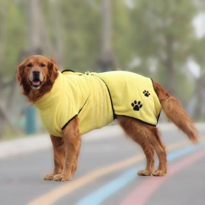 China Sustainable Coral Fleece Absorbent Pet Embroidered Bathrobes Large Winter Warm Dogs And Dogs Home Pajamas for sale