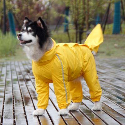 China Large Dog Male And Female Split Large Pet Raincoat Full Cover Golden Tail Outdoor Sustainable Dog Raincoat for sale