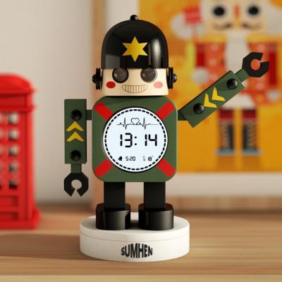 China Multifunctional Gift Package Minimalist SUNSING Alarm Clock Cartoon Soldier Clock Desk Boys Stand Up Bedroom for sale