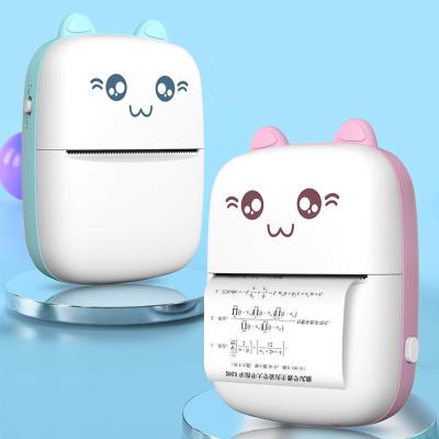 China Cat Shape Mini Thermal Printer cute black and white for study materials photo printing paper size 57 x 30mm for sale