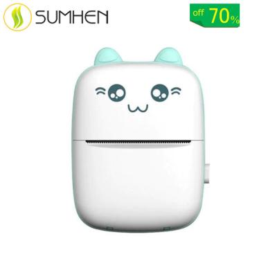 China Cat Shape Mini Thermal Printer cute black and white for study materials photo printing paper size 57 x 30mm for sale