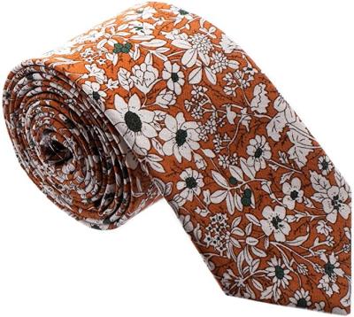 China Cotton Classic Floral Print Slim Skinny Ties For Wedding Costume Accessories for sale