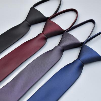 China Customized Customized Classic Logo Label Plain Tie Zipper Adjustable Neck Tie For Men for sale