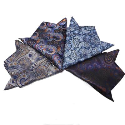 China Jacquard Fashion Floarl Paisley Pocket Square Material Woven Silk Handkerchief For Men for sale