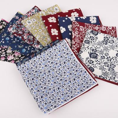 China Casual Fancy Flower Cotton Printed Handkerchief Square Pocket Handkerchief For Men for sale