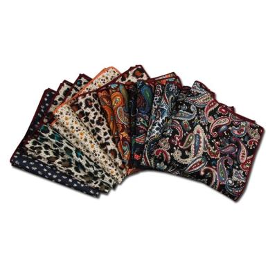 China Jacquard Wholesale Price Mens Vintage Printed Cotton Square Pocket Handkerchief for sale