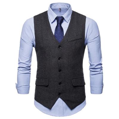 China Latest Anti-pilling Suit Styles Checked Pattern Polyester Waist Coat For Men's Business for sale