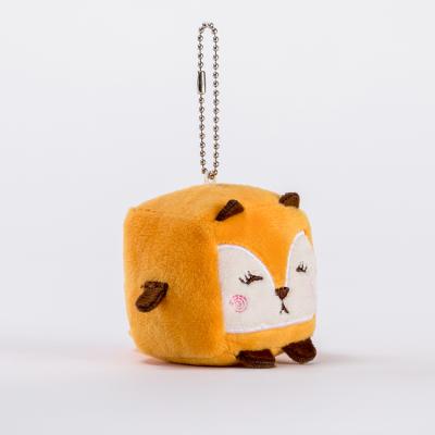 China Custom Cute Plush Square Cartoon Fox Plush Toy Soft Plush Stuffed Animal Shaped Key Chain for sale