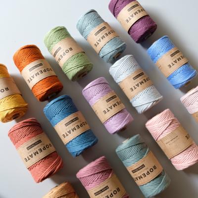 China Sustainable Macrame Rope Single Strand 40 Colors Soft 1 Ply Ropemate 4mm Premium Cotton Rope For Macrame Kit for sale