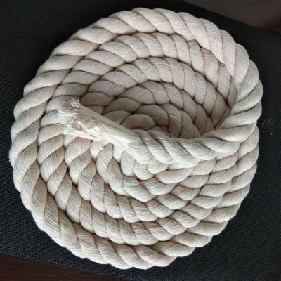 China Sustainable Natural White 3 Strand Ropemate 20mm Macrame Twisted Cotton Rope/3 Ply Tie/Large Size Cotton Ropes For Macrame Kit for sale