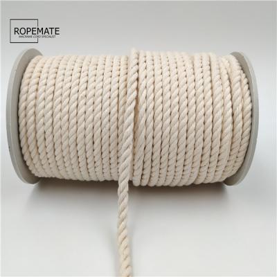 China Sustainable 5mm 3Strands Natural White Macrame Rope 100 Meters for sale