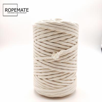 China 3mm 4mm 5MM Cotton 1ply 1ply Single Strand Natural White Sustainable Macrame Core Beige Rope for sale