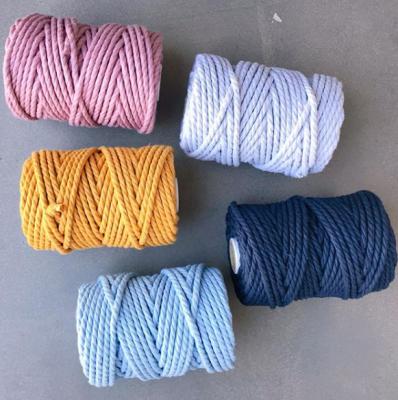 China Viable Free Samples Wholesale 4mm 3 Strand Twisted 100% Cotton Rope for sale