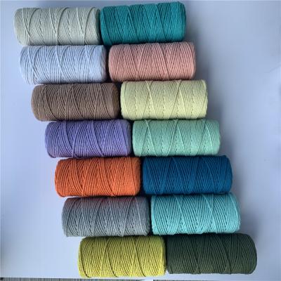 China Viable Cheap Macrame Ties 3mm 4strand Colored Twist Cotton Rope For Macramr Kit for sale