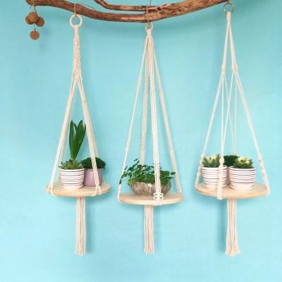 China Eco-Friendly Macrame Handcraft Shelf DIY Planter Hanging Plant Hanger for sale