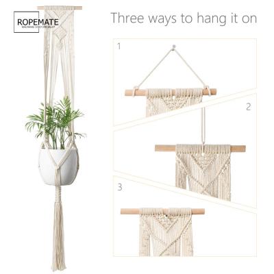 China Eco-friendly Plant Hanger Macrame Planter Cotton Indoor Outdoor Hanging Cotton Rope, Plant Hanger Macrame for sale