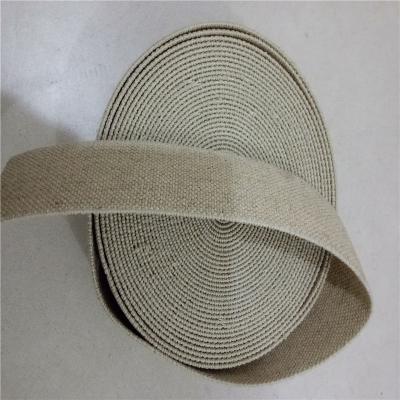 China Elastic Stocked 35mm Natural Cotton Canvas Hemp Elastic Webbing For Shoe Upper Or Garment Sports Belt Band for sale